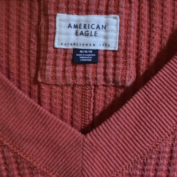 American Eagle Outfitters V-Neck Sweater - Burnt Reddish Orange Meduim - Picture 4 of 5